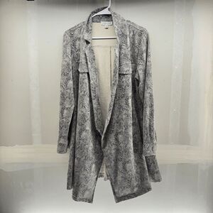 She + Sky Animal Print Suede Duster Long Soft Snake Skin Cardigan Jacket Medium